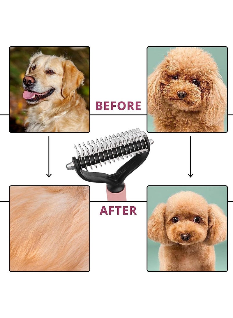 فيرست برو فرشاة تمشيط وإزالة تشابك الشعر للحيوانات الأليفة 2-في-1 – مشط مزدوج الجانب للكلاب والقطط لإزالة الفرو المتشابك والطبقة السفلية – شفرات من الفولاذ المقاوم للصدأ ومقبض مريح - Image 2